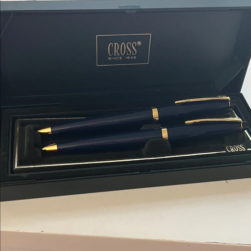CROSS Navy and Gold Pen  & Pencil Set